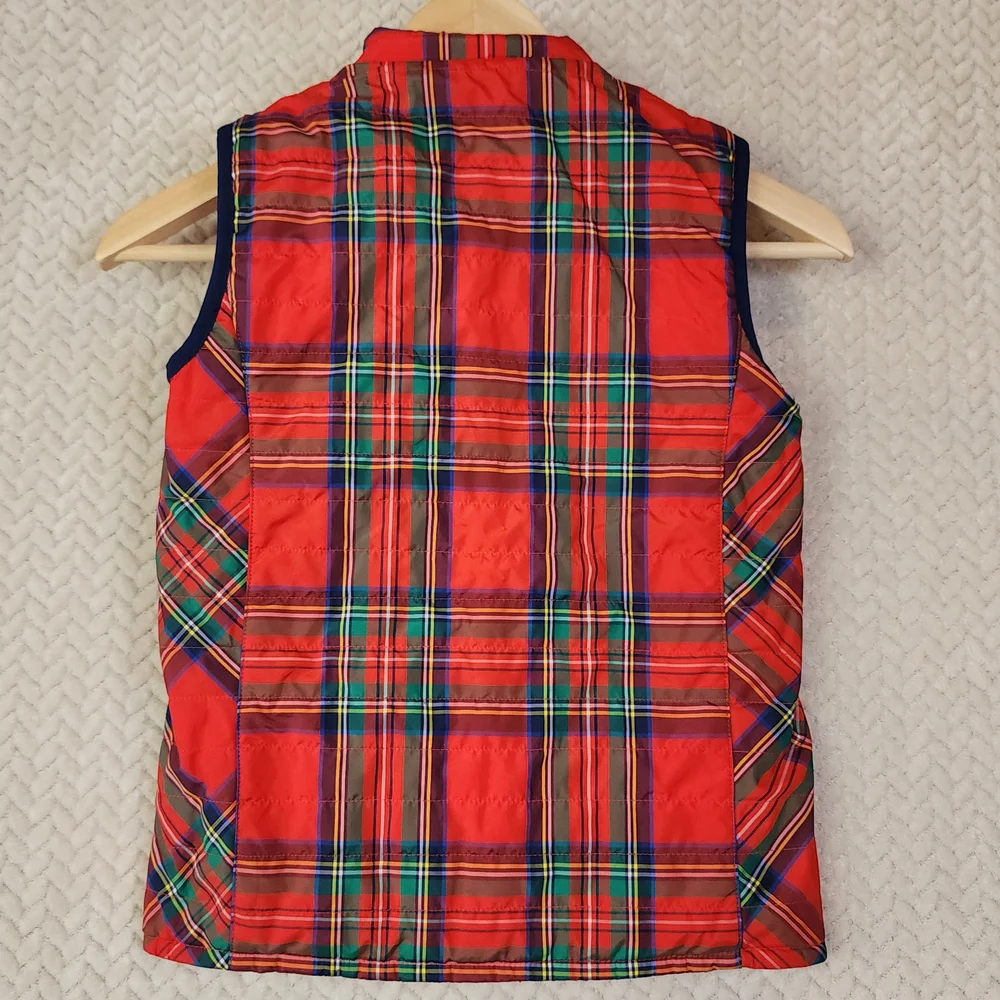 Vineyard Vines Red Plaid Reversible Kids Puffer Vest Girls‎ Size Small 7-8